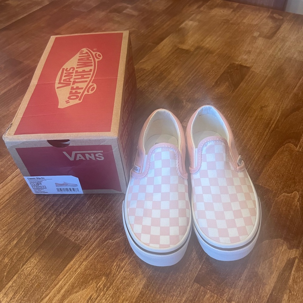Kids size 13 classic slip on vans checkerboard.  New.